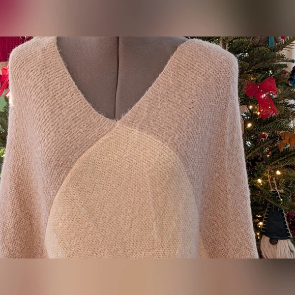 Anthropologie Cream and Tan Poncho - Picture 2 of 5